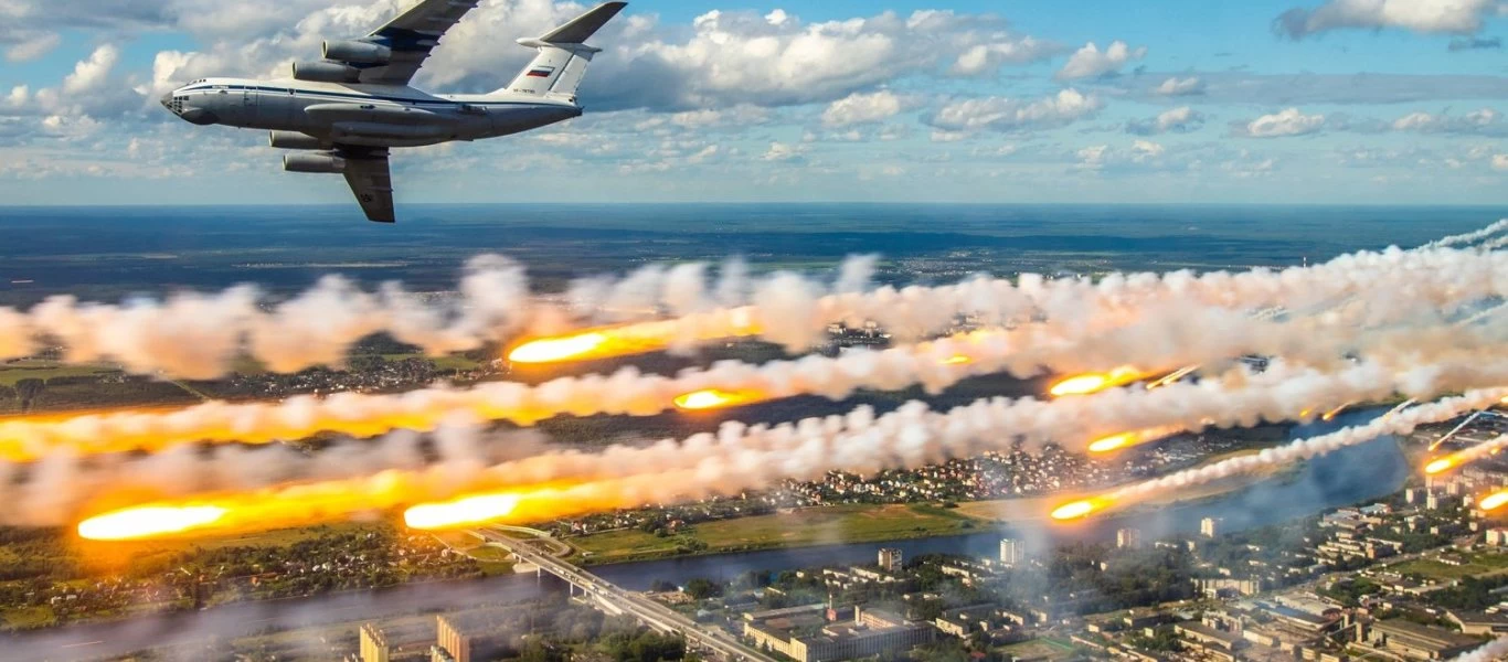 Αεροσκάφη Il-76MD εξαπολύουν σύννεφο θερμοβολίδων (βίντεο)